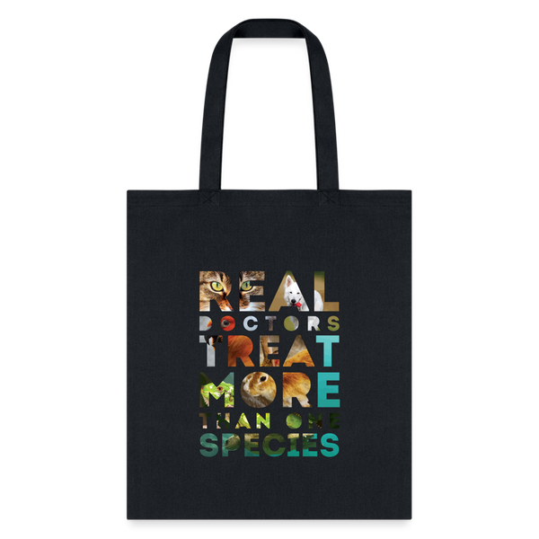 Veterinarian - Real doctors treat more than one species Cotton Tote Bag-Tote Bag | Q-Tees Q800-I love Veterinary