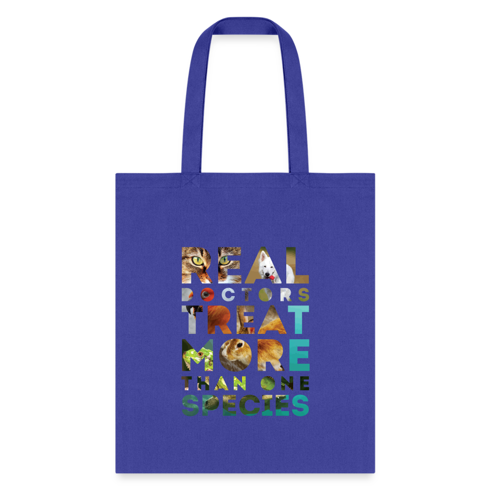 Veterinarian - Real doctors treat more than one species Cotton Tote Bag-Tote Bag | Q-Tees Q800-I love Veterinary