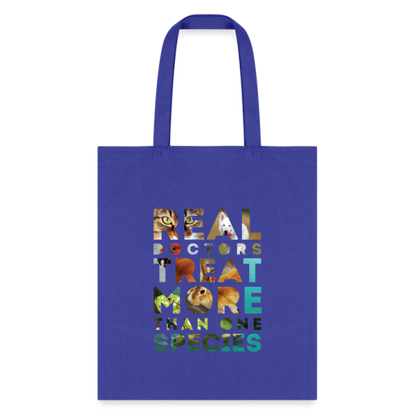 Veterinarian - Real doctors treat more than one species Cotton Tote Bag-Tote Bag | Q-Tees Q800-I love Veterinary