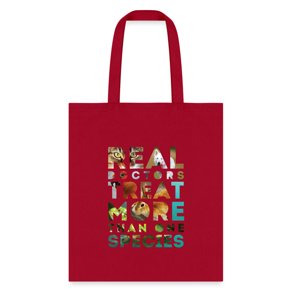 Veterinarian - Real doctors treat more than one species Cotton Tote Bag-Tote Bag | Q-Tees Q800-I love Veterinary