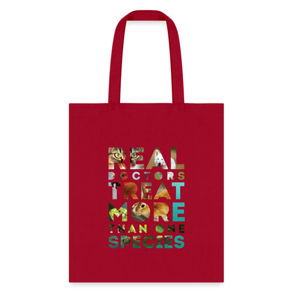 Veterinarian - Real doctors treat more than one species Cotton Tote Bag-Tote Bag | Q-Tees Q800-I love Veterinary