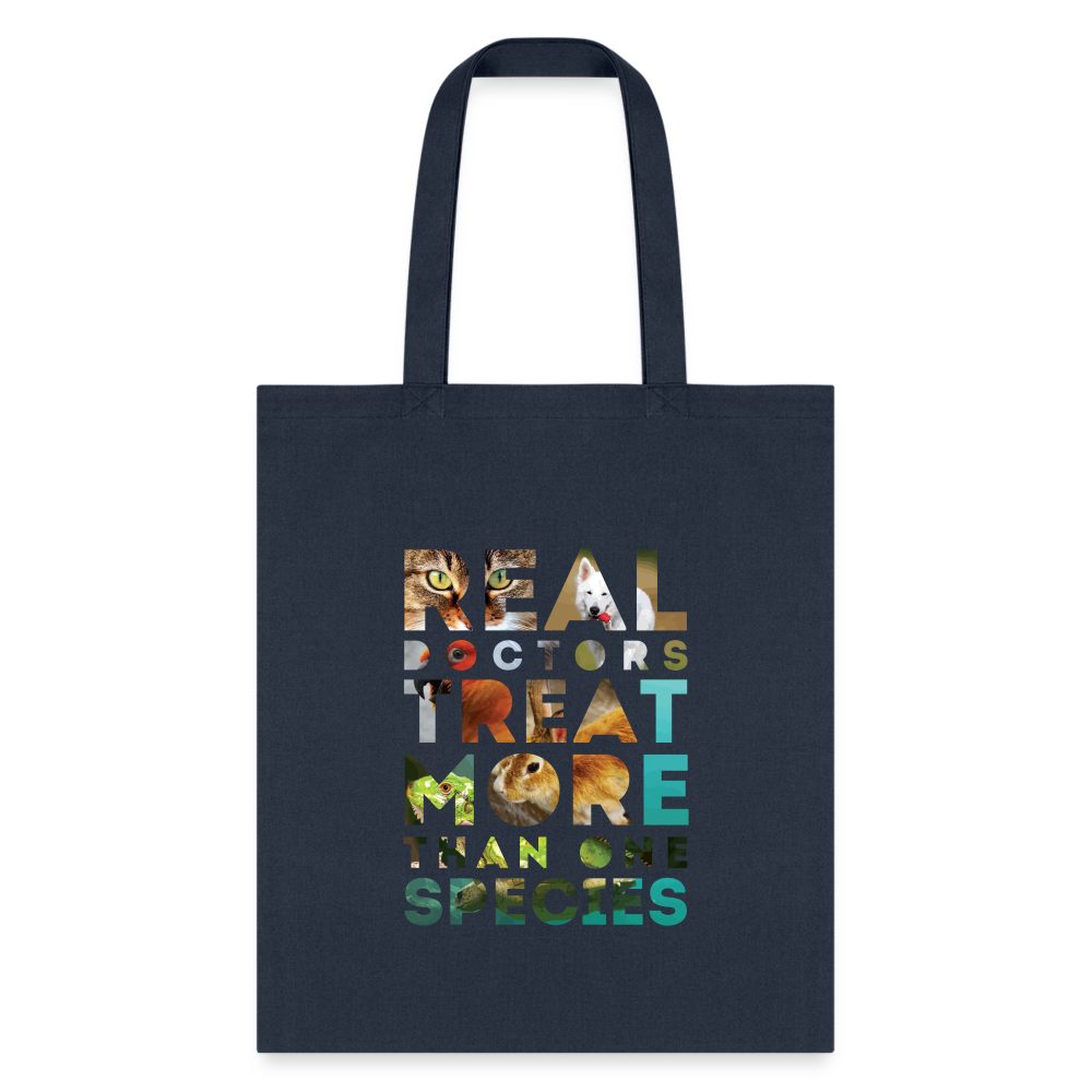 Veterinarian - Real doctors treat more than one species Cotton Tote Bag-Tote Bag | Q-Tees Q800-I love Veterinary