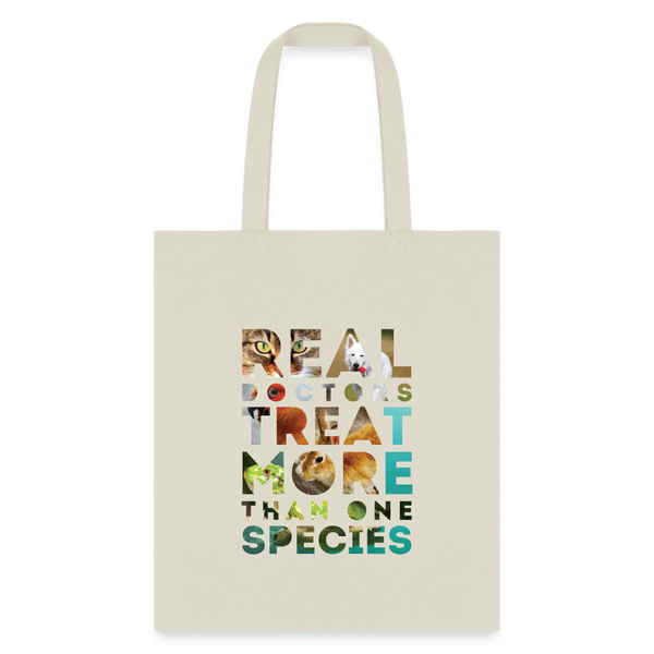 Veterinarian - Real doctors treat more than one species Cotton Tote Bag-Tote Bag | Q-Tees Q800-I love Veterinary