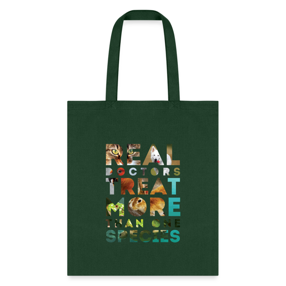 Veterinarian - Real doctors treat more than one species Cotton Tote Bag-Tote Bag | Q-Tees Q800-I love Veterinary