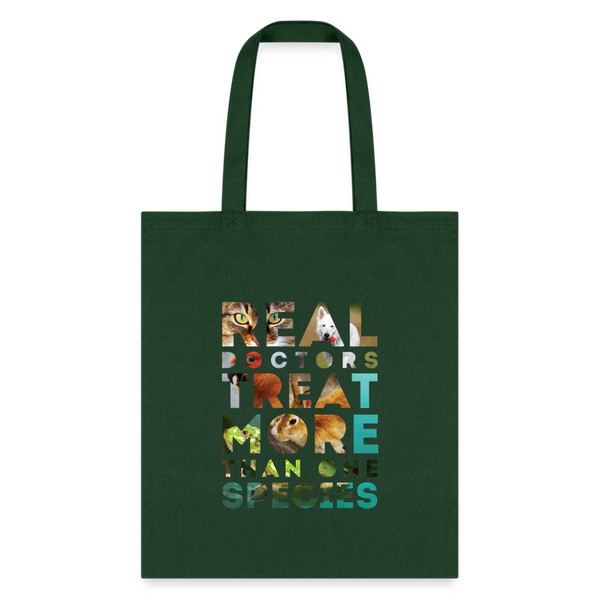 Veterinarian - Real doctors treat more than one species Cotton Tote Bag-Tote Bag | Q-Tees Q800-I love Veterinary