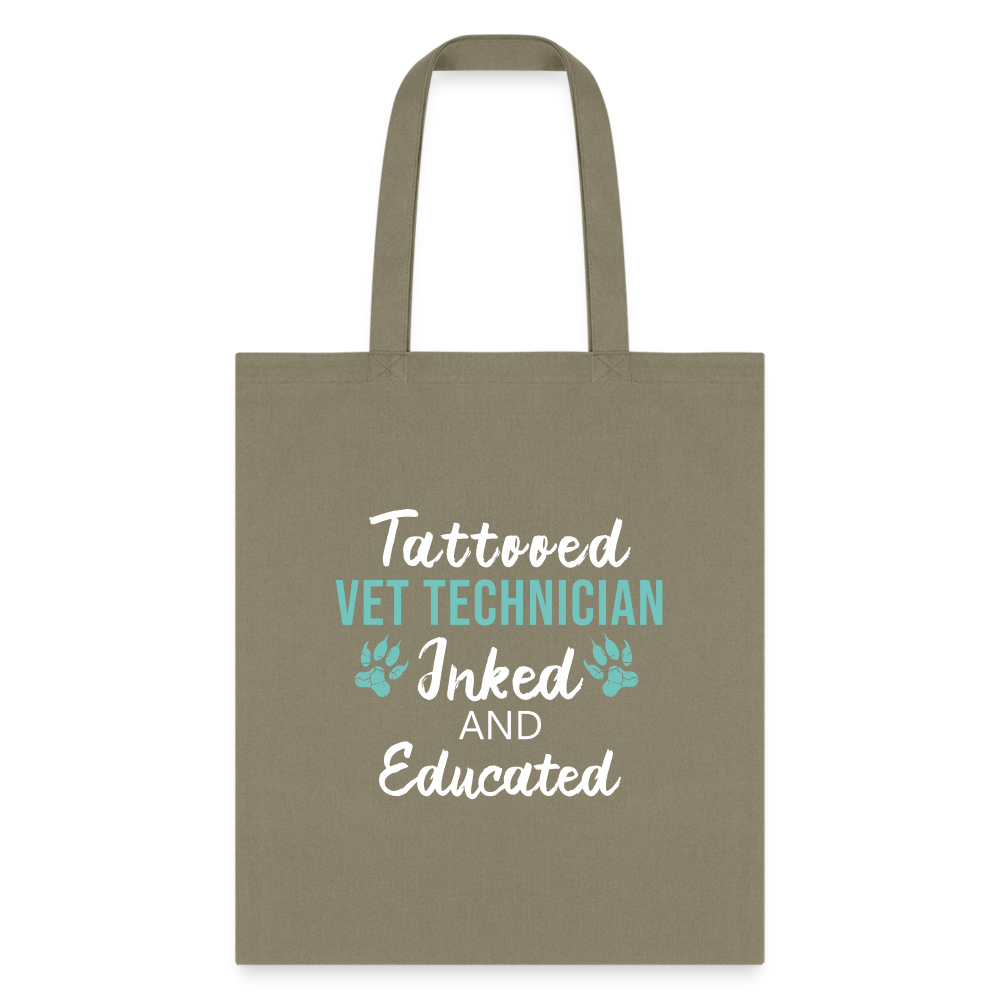 Inked and Educated Vet Technician Tote Bag-Tote Bag | Q-Tees Q800-I love Veterinary