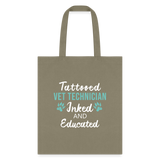 Inked and Educated Vet Technician Tote Bag-Tote Bag | Q-Tees Q800-I love Veterinary