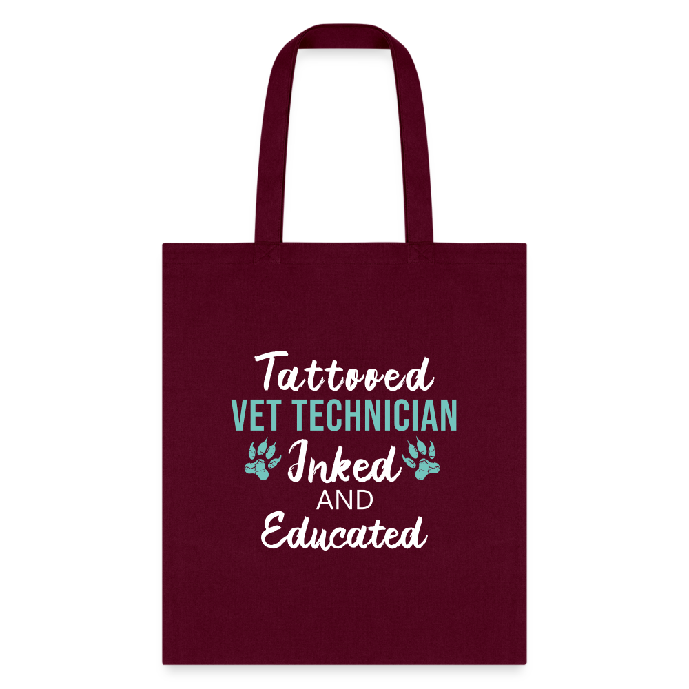 Inked and Educated Vet Technician Tote Bag-Tote Bag | Q-Tees Q800-I love Veterinary