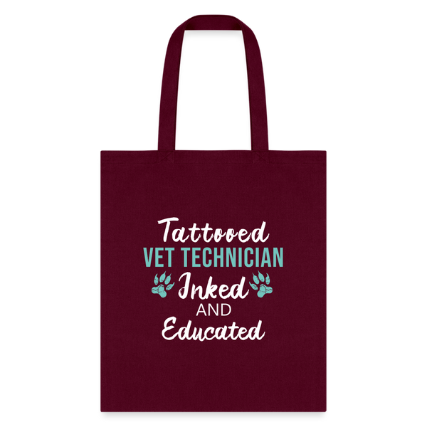 Inked and Educated Vet Technician Tote Bag-Tote Bag | Q-Tees Q800-I love Veterinary