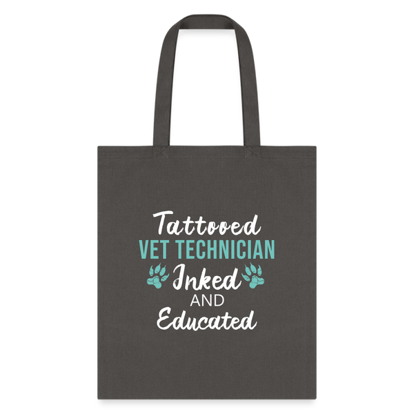 Inked and Educated Vet Technician Tote Bag-Tote Bag | Q-Tees Q800-I love Veterinary