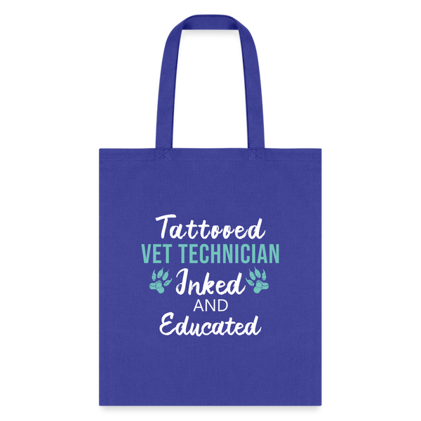 Inked and Educated Vet Technician Tote Bag-Tote Bag | Q-Tees Q800-I love Veterinary