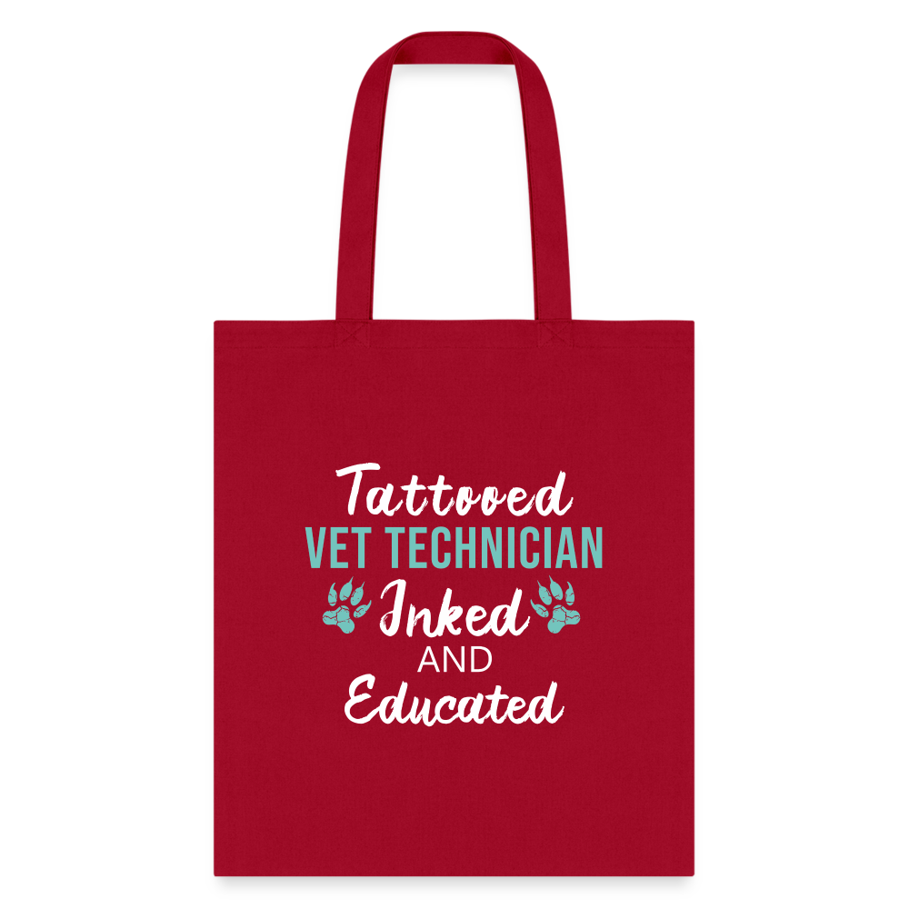 Inked and Educated Vet Technician Tote Bag-Tote Bag | Q-Tees Q800-I love Veterinary