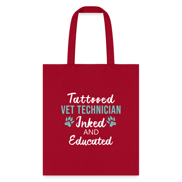 Inked and Educated Vet Technician Tote Bag-Tote Bag | Q-Tees Q800-I love Veterinary