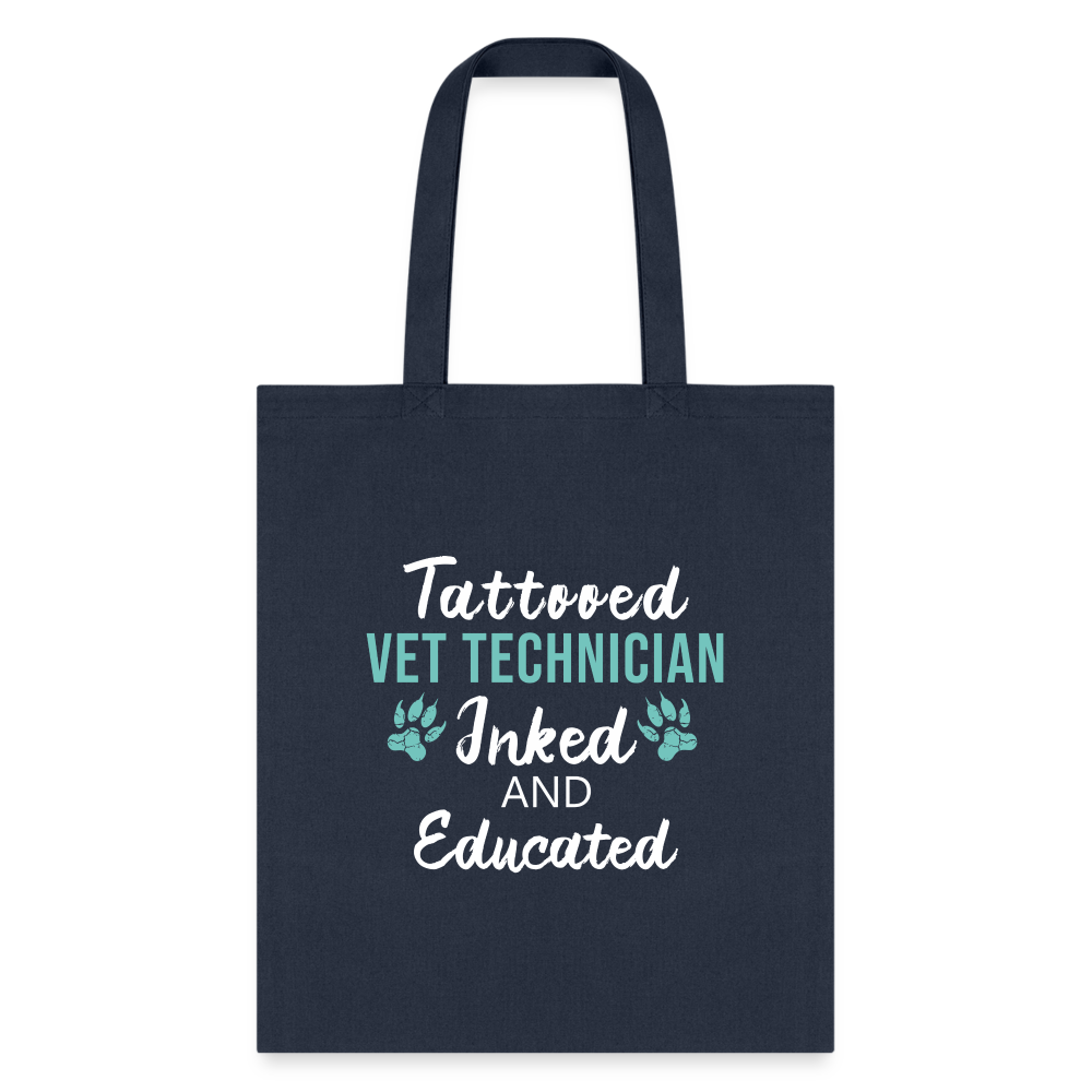 Inked and Educated Vet Technician Tote Bag-Tote Bag | Q-Tees Q800-I love Veterinary