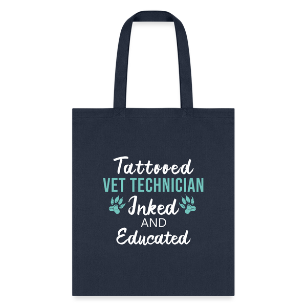 Inked and Educated Vet Technician Tote Bag-Tote Bag | Q-Tees Q800-I love Veterinary