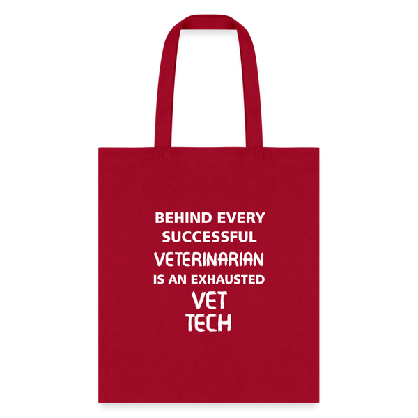 Vet Tech - Exhausted Cotton Tote Bag-Tote Bag | Q-Tees Q800-I love Veterinary