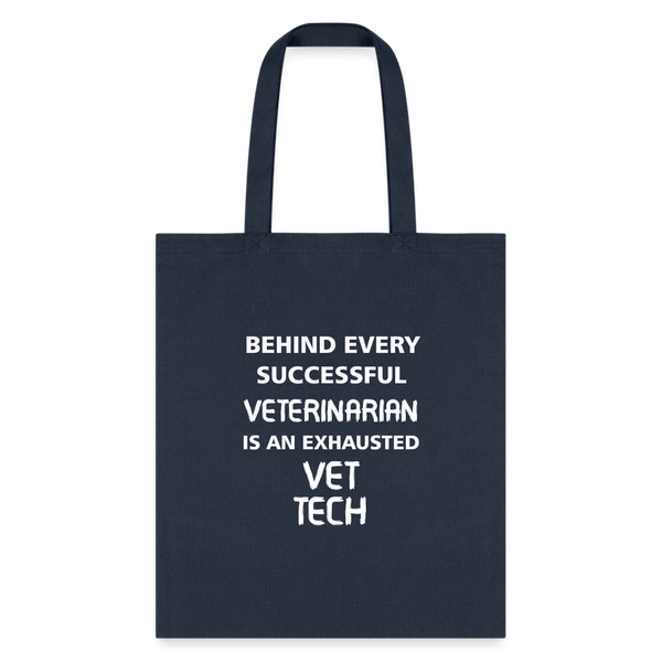 Vet Tech - Exhausted Cotton Tote Bag-Tote Bag | Q-Tees Q800-I love Veterinary