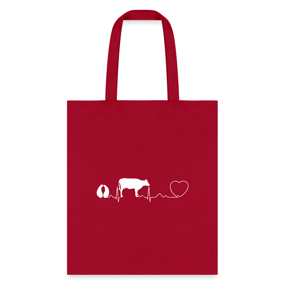 Large animal vet - Cow pulse Cotton Tote Bag-Tote Bag | Q-Tees Q800-I love Veterinary