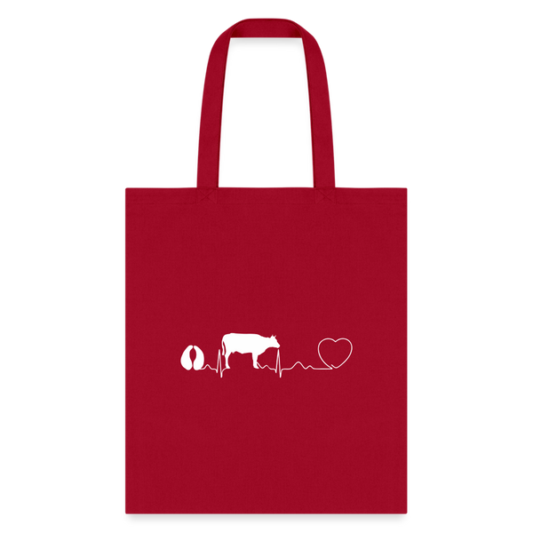 Large animal vet - Cow pulse Cotton Tote Bag-Tote Bag | Q-Tees Q800-I love Veterinary