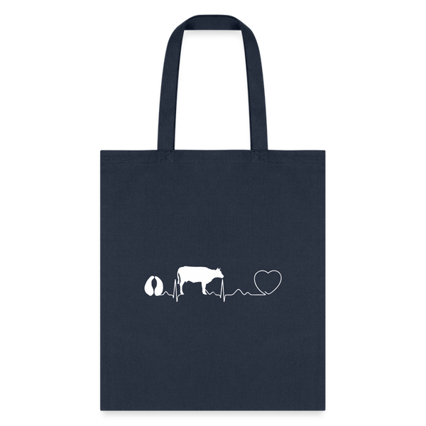 Large animal vet - Cow pulse Cotton Tote Bag-Tote Bag | Q-Tees Q800-I love Veterinary