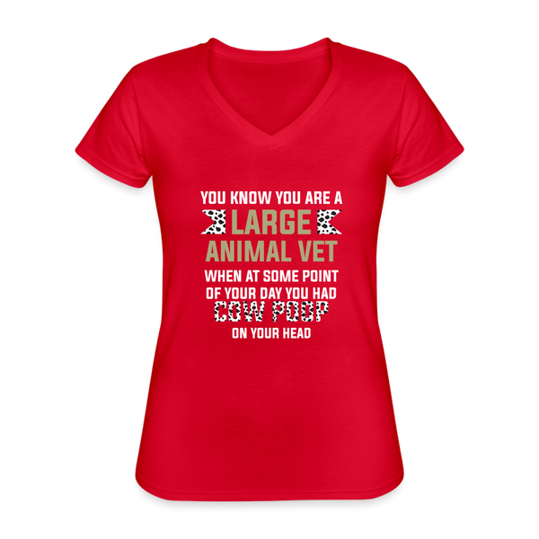 Cow poop on your head Women's V-Neck T-Shirt-Women's V-Neck T-Shirt | Fruit of the Loom L39VR-I love Veterinary