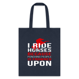 I ride Horses because punching people is frowned upon Tote Bag-Tote Bag | Q-Tees Q800-I love Veterinary