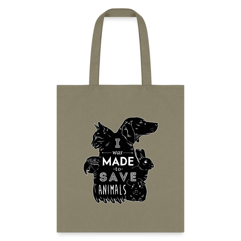 Veterinary - I was made to save animals Black Cotton Tote Bag-Tote Bag | Q-Tees Q800-I love Veterinary