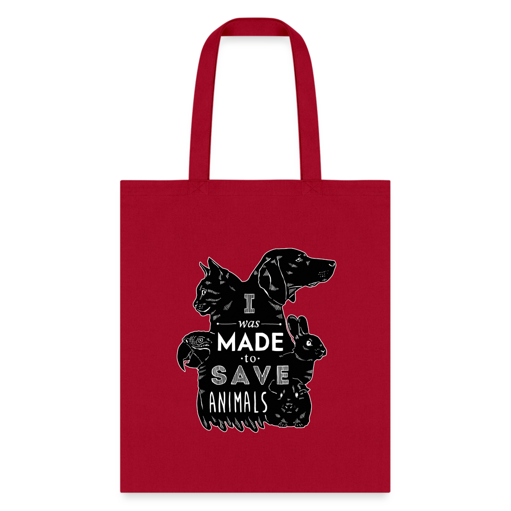 Veterinary - I was made to save animals Black Cotton Tote Bag-Tote Bag | Q-Tees Q800-I love Veterinary