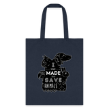 Veterinary - I was made to save animals Black Cotton Tote Bag-Tote Bag | Q-Tees Q800-I love Veterinary