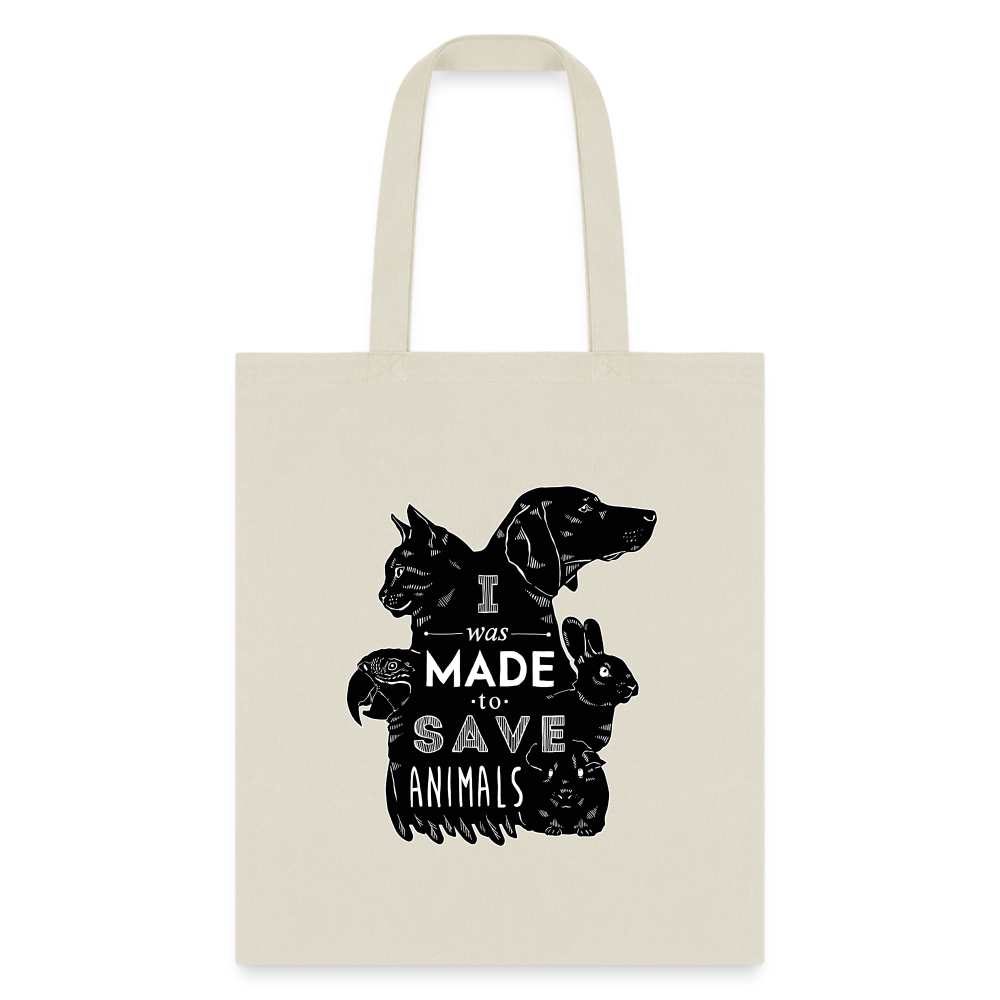 Veterinary - I was made to save animals Black Cotton Tote Bag-Tote Bag | Q-Tees Q800-I love Veterinary