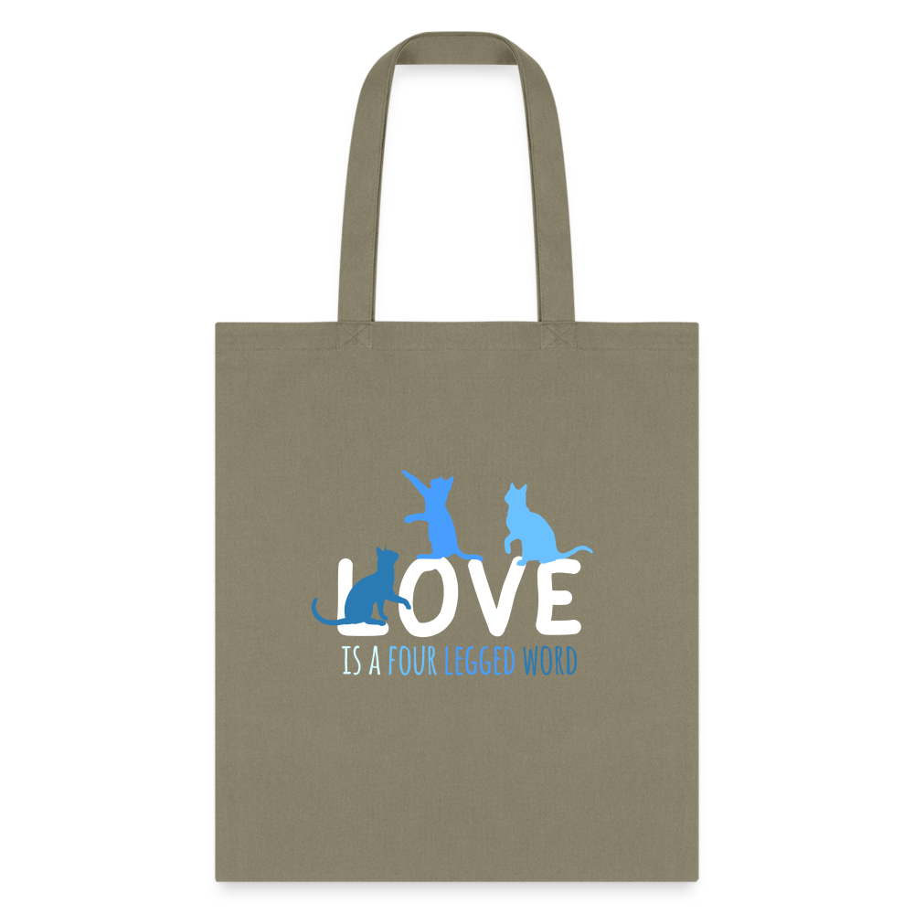 Love is a four legged word - Cats Tote Bag-Tote Bag | Q-Tees Q800-I love Veterinary