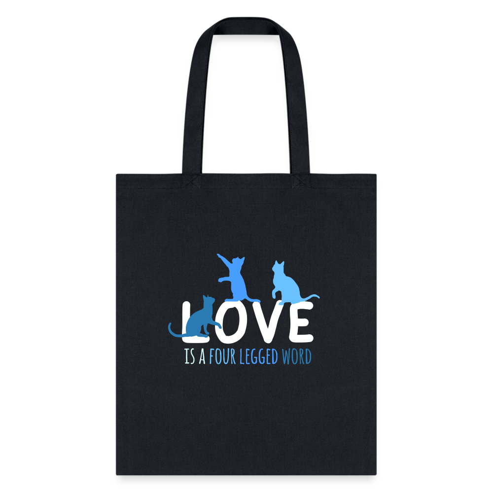 Love is a four legged word - Cats Tote Bag-Tote Bag | Q-Tees Q800-I love Veterinary