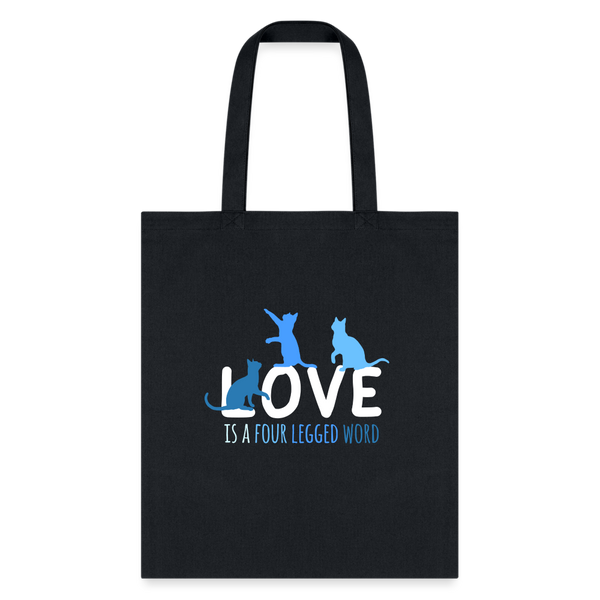 Love is a four legged word - Cats Tote Bag-Tote Bag | Q-Tees Q800-I love Veterinary