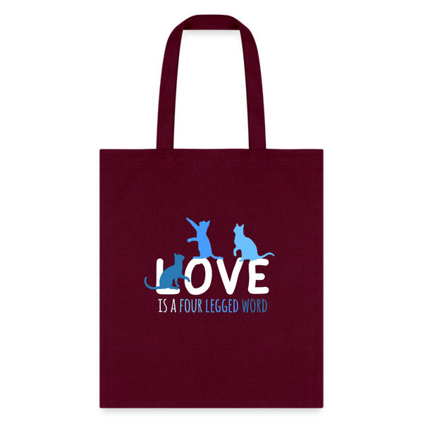 Love is a four legged word - Cats Tote Bag-Tote Bag | Q-Tees Q800-I love Veterinary