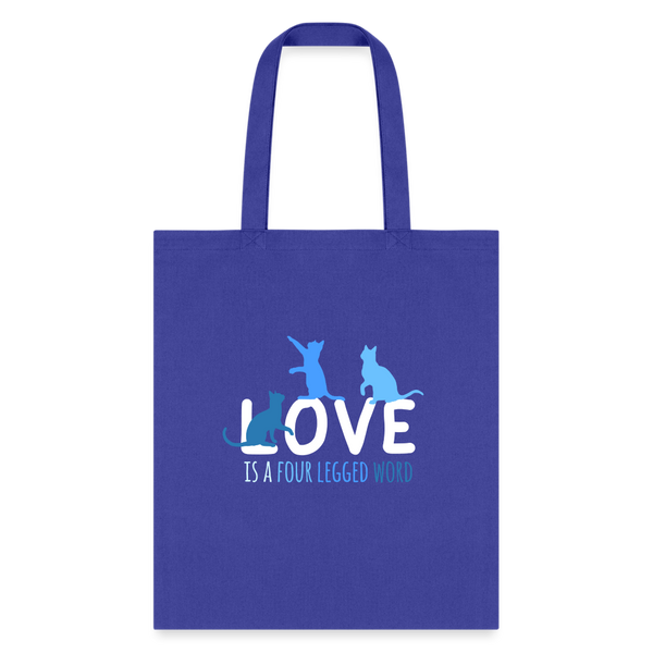 Love is a four legged word - Cats Tote Bag-Tote Bag | Q-Tees Q800-I love Veterinary