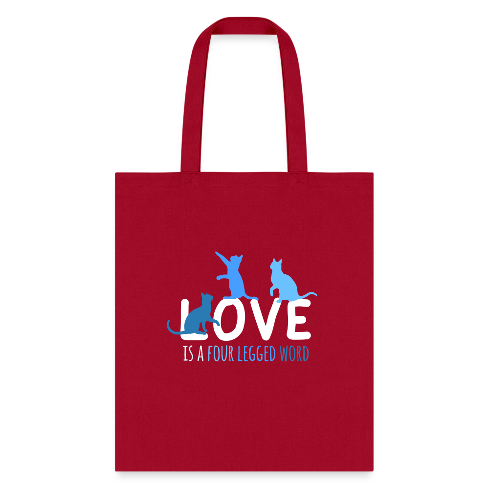 Love is a four legged word - Cats Tote Bag-Tote Bag | Q-Tees Q800-I love Veterinary