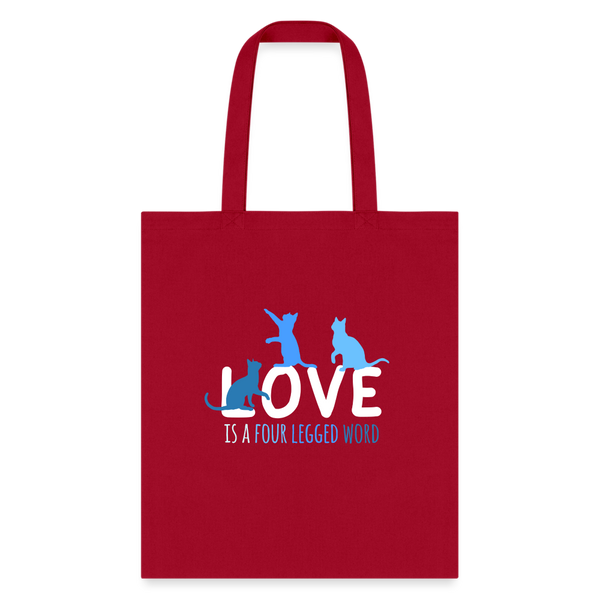 Love is a four legged word - Cats Tote Bag-Tote Bag | Q-Tees Q800-I love Veterinary