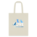 Love is a four legged word - Cats Tote Bag-Tote Bag | Q-Tees Q800-I love Veterinary