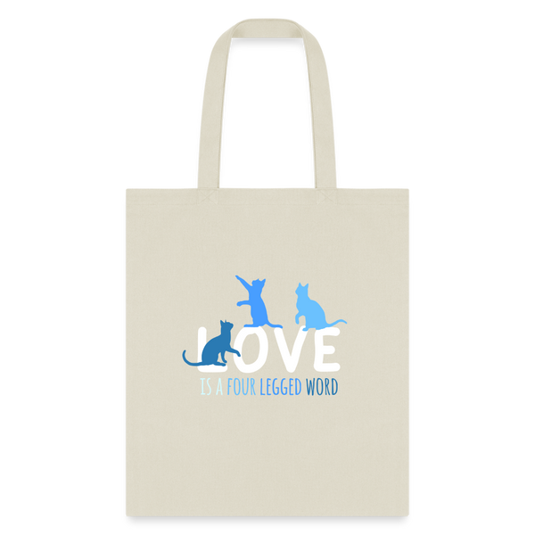 Love is a four legged word - Cats Tote Bag-Tote Bag | Q-Tees Q800-I love Veterinary