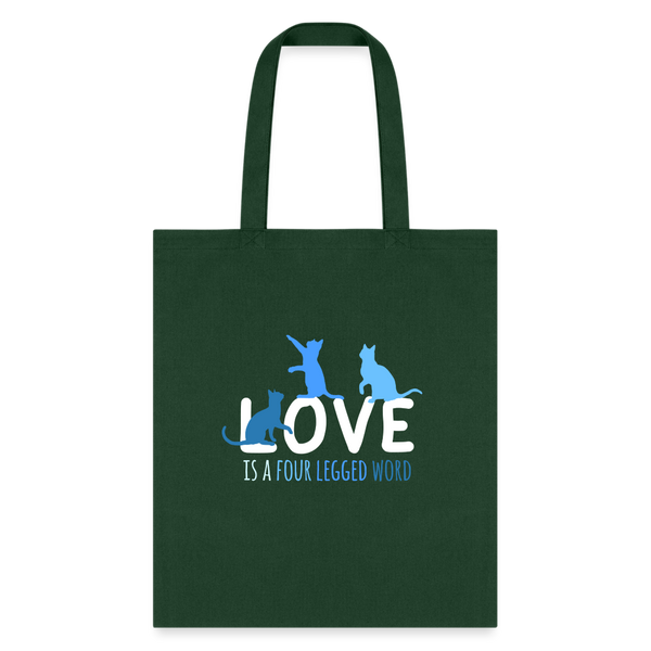 Love is a four legged word - Cats Tote Bag-Tote Bag | Q-Tees Q800-I love Veterinary