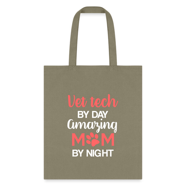 Vet Tech by day amazing Mom by night Tote Bag-Tote Bag | Q-Tees Q800-I love Veterinary