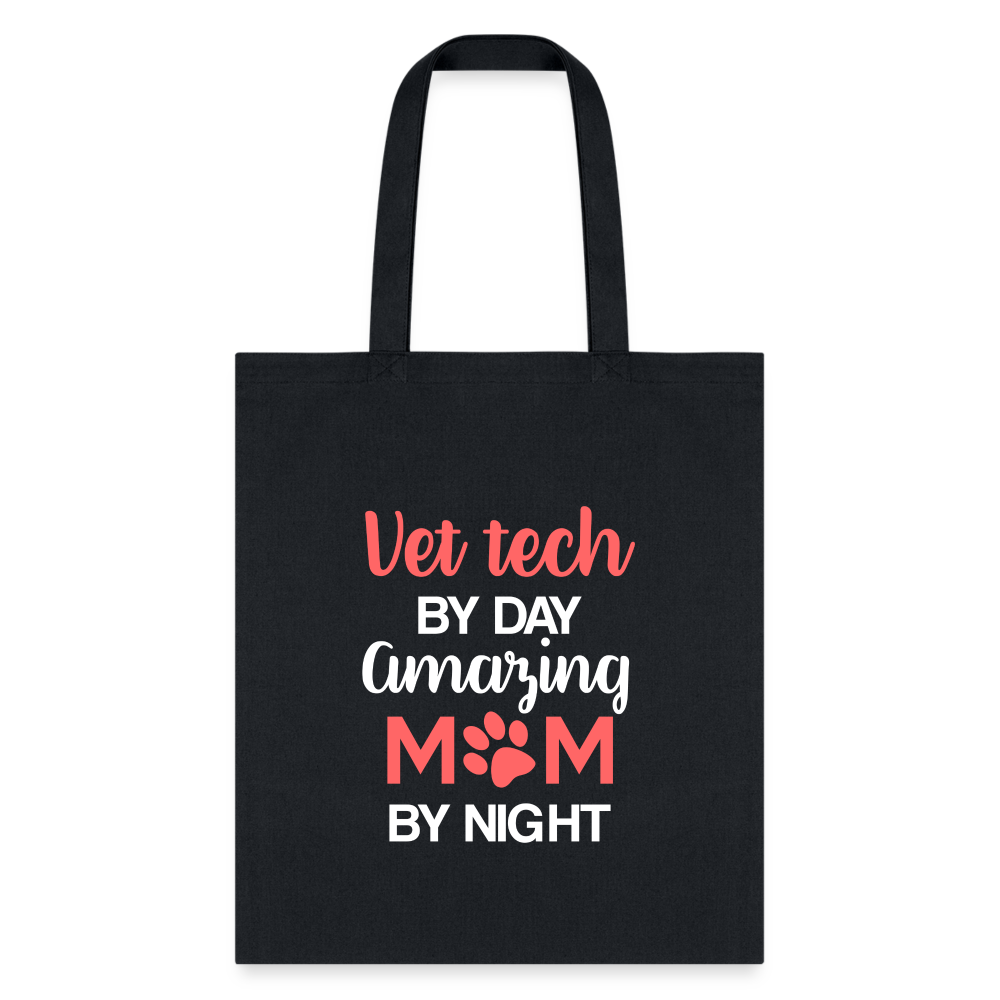 Vet Tech by day amazing Mom by night Tote Bag-Tote Bag | Q-Tees Q800-I love Veterinary