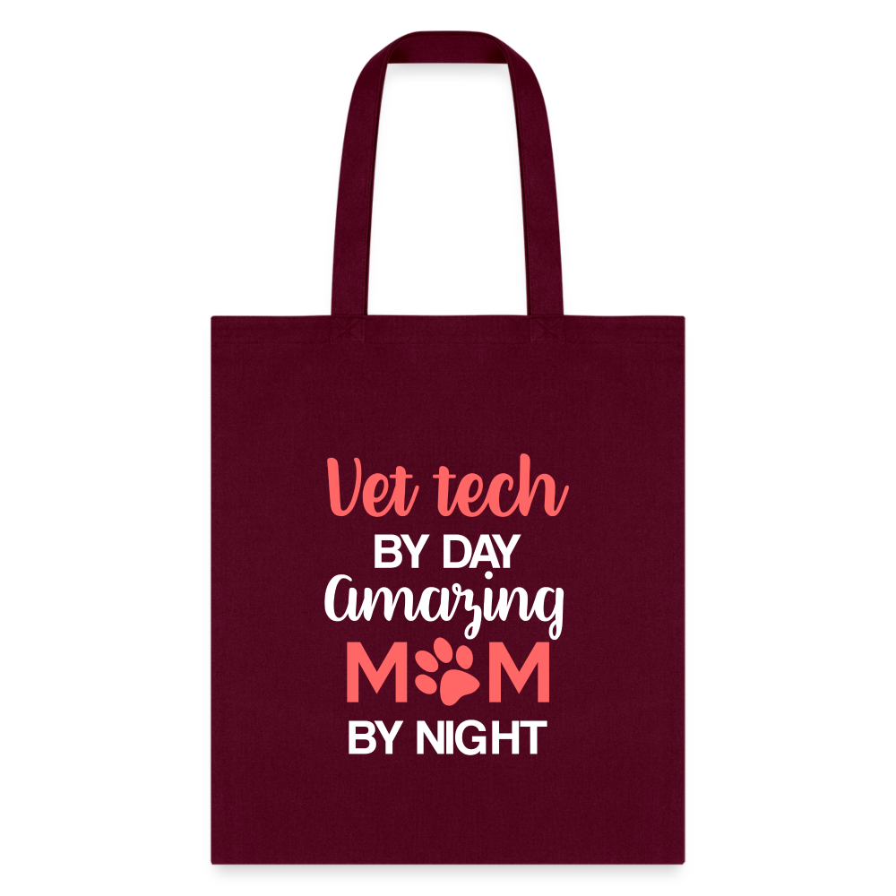 Vet Tech by day amazing Mom by night Tote Bag-Tote Bag | Q-Tees Q800-I love Veterinary