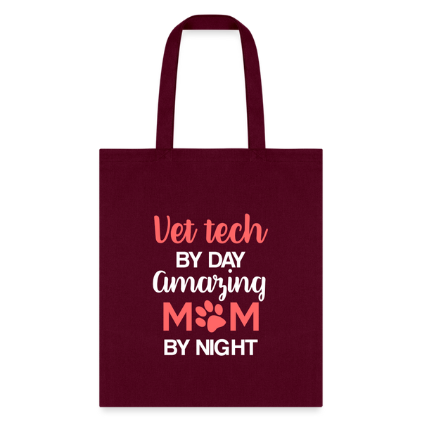 Vet Tech by day amazing Mom by night Tote Bag-Tote Bag | Q-Tees Q800-I love Veterinary