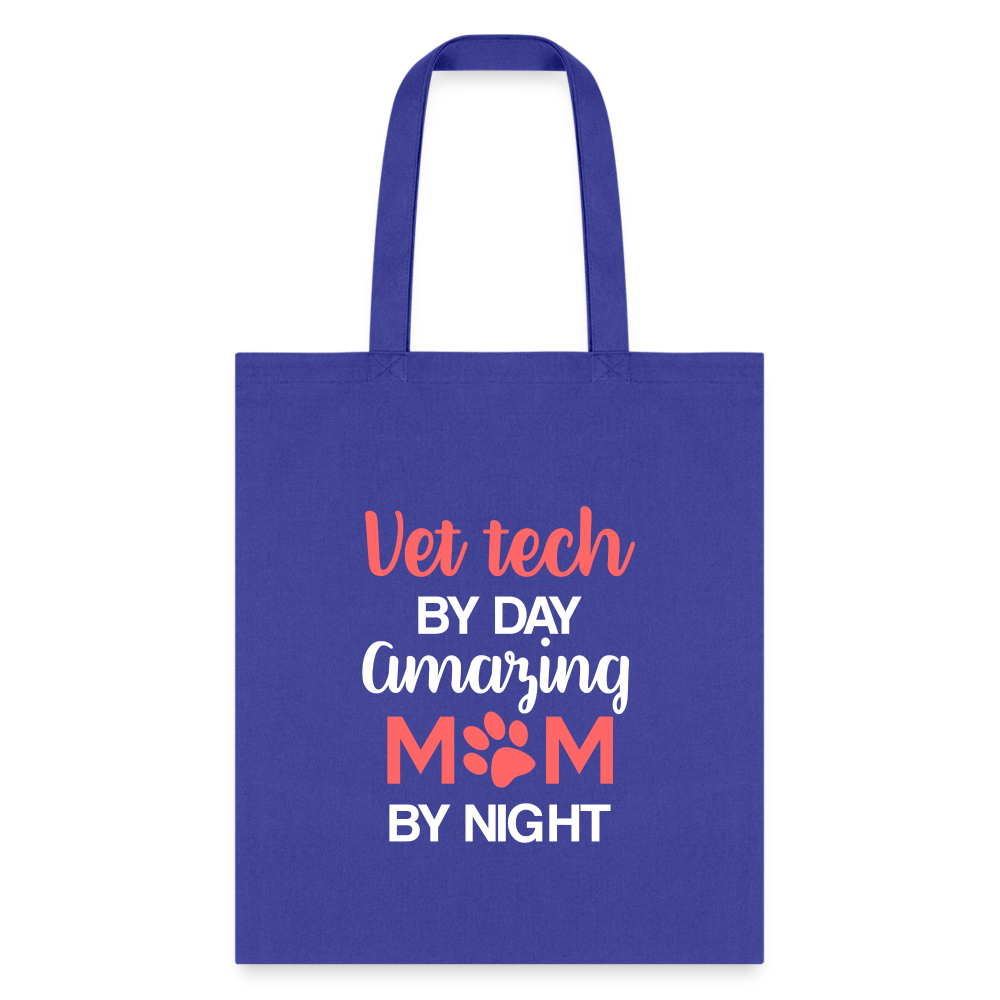 Vet Tech by day amazing Mom by night Tote Bag-Tote Bag | Q-Tees Q800-I love Veterinary