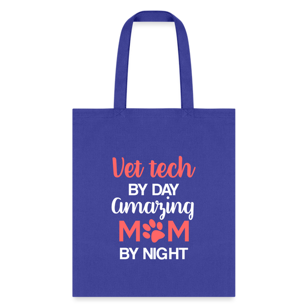 Vet Tech by day amazing Mom by night Tote Bag-Tote Bag | Q-Tees Q800-I love Veterinary