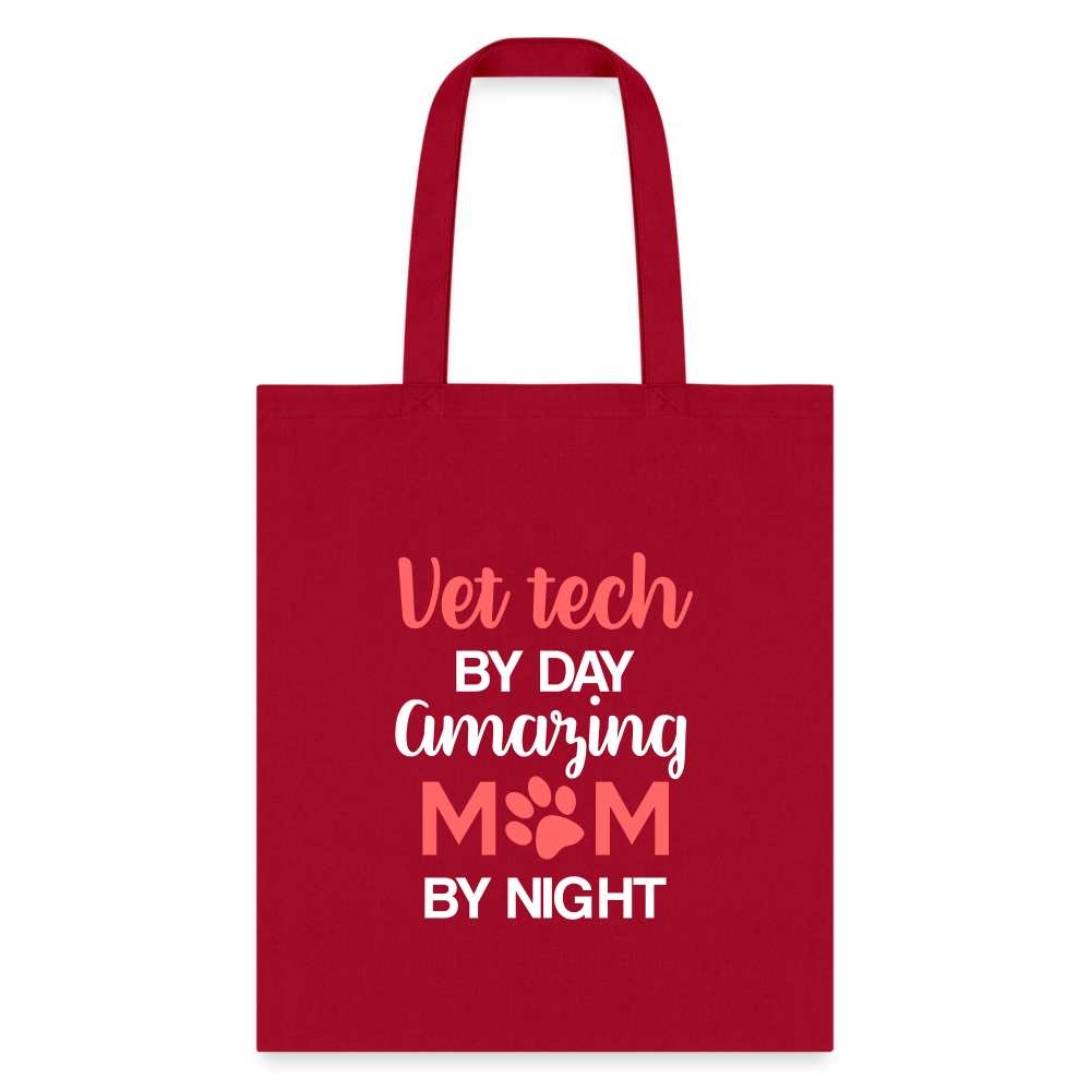 Vet Tech by day amazing Mom by night Tote Bag-Tote Bag | Q-Tees Q800-I love Veterinary