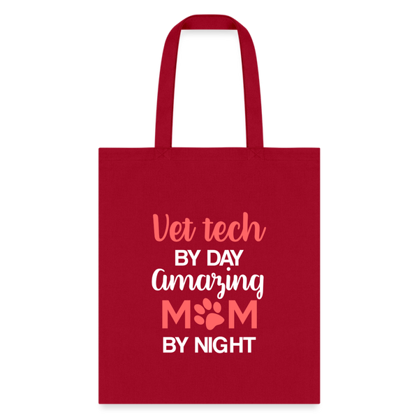 Vet Tech by day amazing Mom by night Tote Bag-Tote Bag | Q-Tees Q800-I love Veterinary