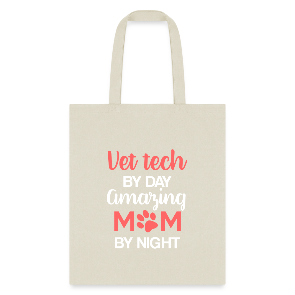 Vet Tech by day amazing Mom by night Tote Bag-Tote Bag | Q-Tees Q800-I love Veterinary