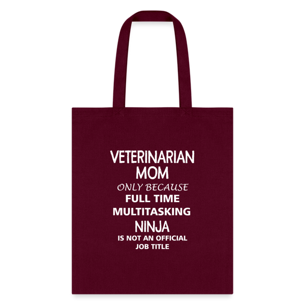 Veterinarian Mom Ninja Cotton Tote Bag-Tote Bag | Q-Tees Q800-I love Veterinary